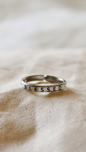 "BLESSED" SILVER RING