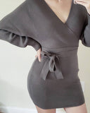 "OLIVIA" V-NECK SWEATER DRESS