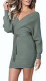 "OLIVIA" V-NECK SWEATER DRESS